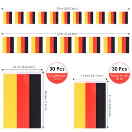 AhfuLife Germany Bunting Flag Chain, Pack of 2, 30 German Flags 20 x 28 cm - 12 m Double-Sided Rectangle Fabric German Bunting Garland for Euro Football Eurovision House Party Bar 2024 Decoration