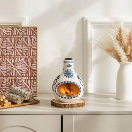 Zynzthos Handmade Ceramic Palo Santo Holder Burner & Sage Holder - Mini Tabletop Chiminea Burner Tray with Ash Catcher, Decorative Incense Holder for Spiritual Meditation & Yoga