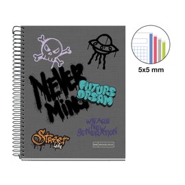 Miquelrius A5 Notebook Squared 5mm Hardback A5 Notebook with 120 Micro Perforated Sheets, A5 Notebook with 4 Colors to Organize Extra Opaque Paper 70gsm 2 Holes for Filing