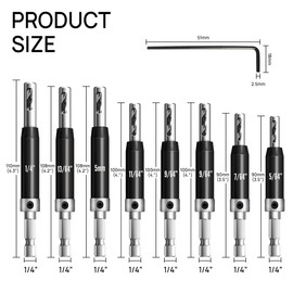 Canitu 17Pcs Black Self Centering Drill Bit Set 1/4" Hex Shank VIX Bit, 5/64-1/4” Quick Change Hinge Center Drill Bits with 1 Hex Key & 8 Drill Bits for Woodworking Metal Wood Cabinet Window Door