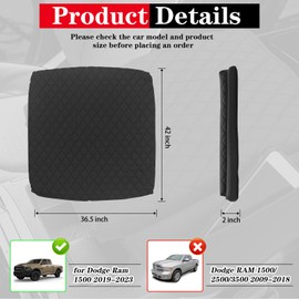 Sze Center Console Cover for Dodge Ram 1500/2500/3500 2019-2024 2025 2026 Car Armrest Cover, PU Leather Arm Rest Pad, Console Box Cover, Center Console Cushion, Middle Console Pad Waterproof