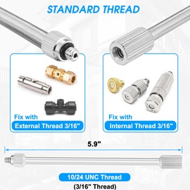 Mornajina 10 Packs 5.9 Inch Flexible Mister Nozzle Extensions, Brass Mist Rod Bendable Extended Pole 10/24 UNC for High Pressure Mist Nozzles, Misting System Nozzle Extension