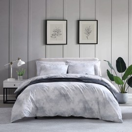 City Scene - King Duvet Cover Set, Cotton Bedding with Matching Shams, Modern Bedding Set (Koto Clouds Grey, King)