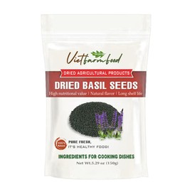 DRIED BASIL SEEDS 5.29 Oz (150g) VIETFARMFOOD: Dried agricultural products with pure natural flavor. Used as ingredients for cooking; toppings, drinks, nutritious dishes, suitable for vegetarians