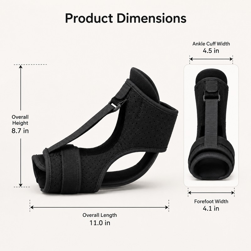 Adjustable Plantar Fasciitis Night Splint, Soft Foot Stretching Support Brace