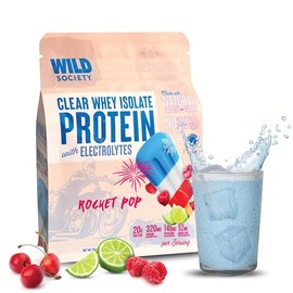WILD SOCIETY- Proteína de Suero Transparente Premium  Electrolitos Refrescante Proteína de Suero en Polvo Aislada 20g de Proteína,                    