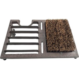 NATUHYZ Outdoor Heavy Duty Rustic Cast Iron Shoe Brush Rustic Boot Brush Boot Scraper with Brush for Home Porch Garden Farmhouse All Weather Outdoor Shoe Scraper and Boot Puller with Angled Design