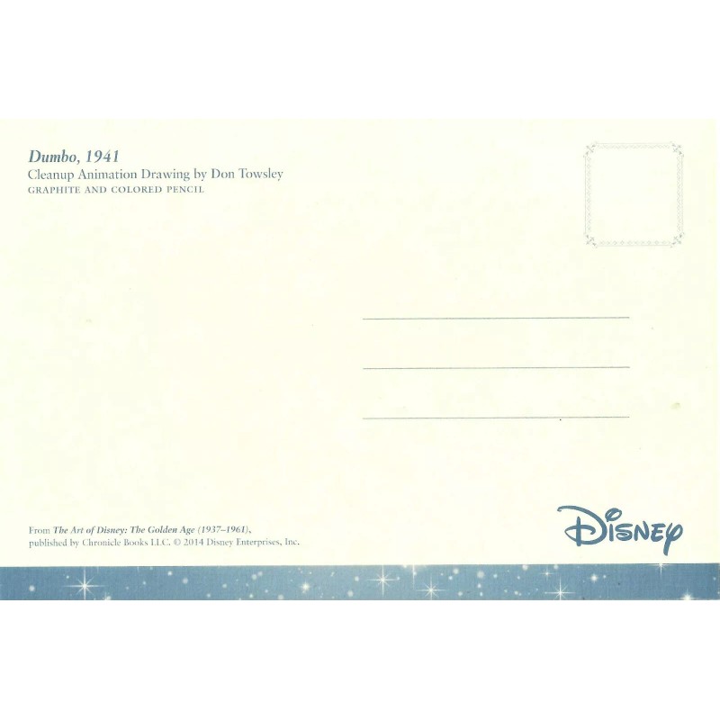 DUMBO, CLEANUP ANIMATION DRAWING BY DON TOWSLEY, NICE POSTCARD. (1)