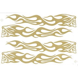 by soljo SKULL Fire Flame gold Dead Decal Sticker Tuning Racing Sheet Size: 27 x 18 cm for Car or Motorbike