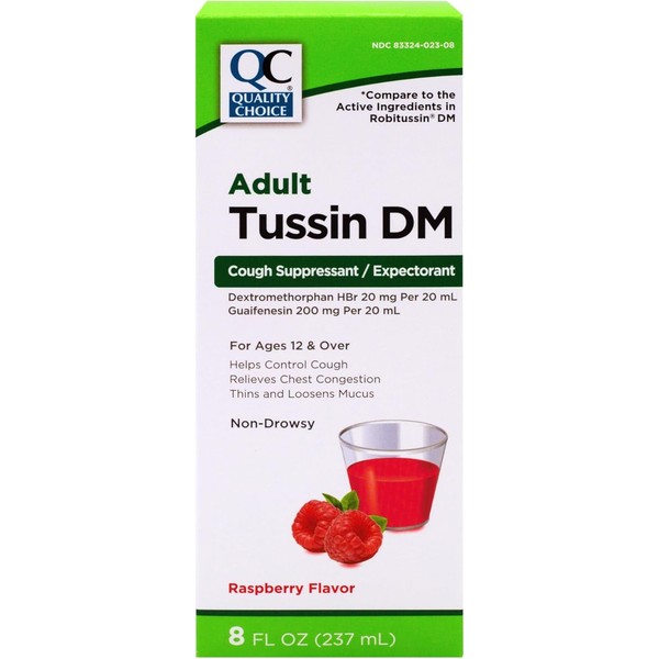 Quality Choice Tussin Dm Cough Supressant/Expectorant Raspberry Flavor 8 Fluid