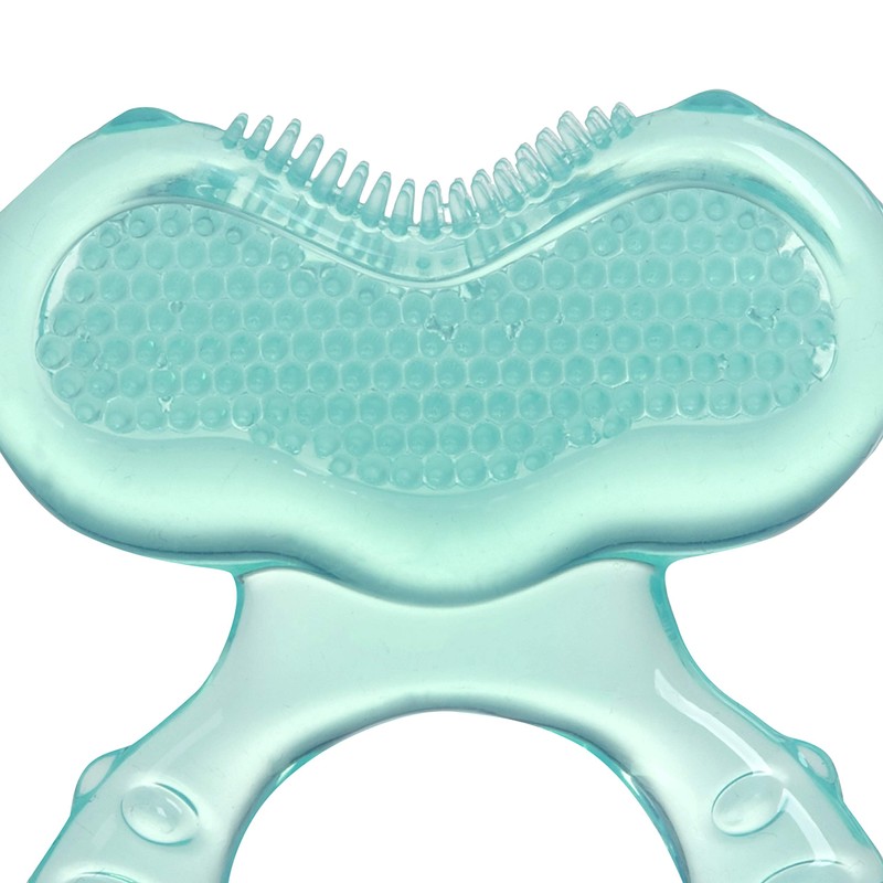 Nuby Silicone Teethe-eez Teether with Bristles, Includes Hygienic Case, Aqua