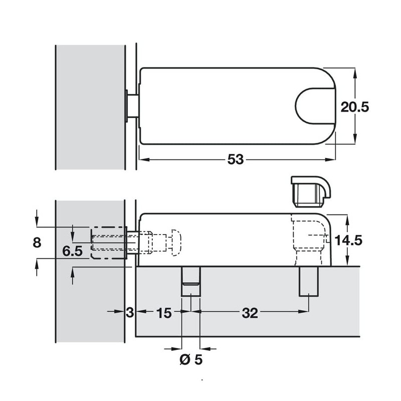 Hafele Grey Sprung Push Catch for Opening Door Without Handles
