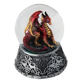 ICE ARMOR 3.25" H Red Volcano Dragon Snow Globe Statue Fantasy Decoration Figurine