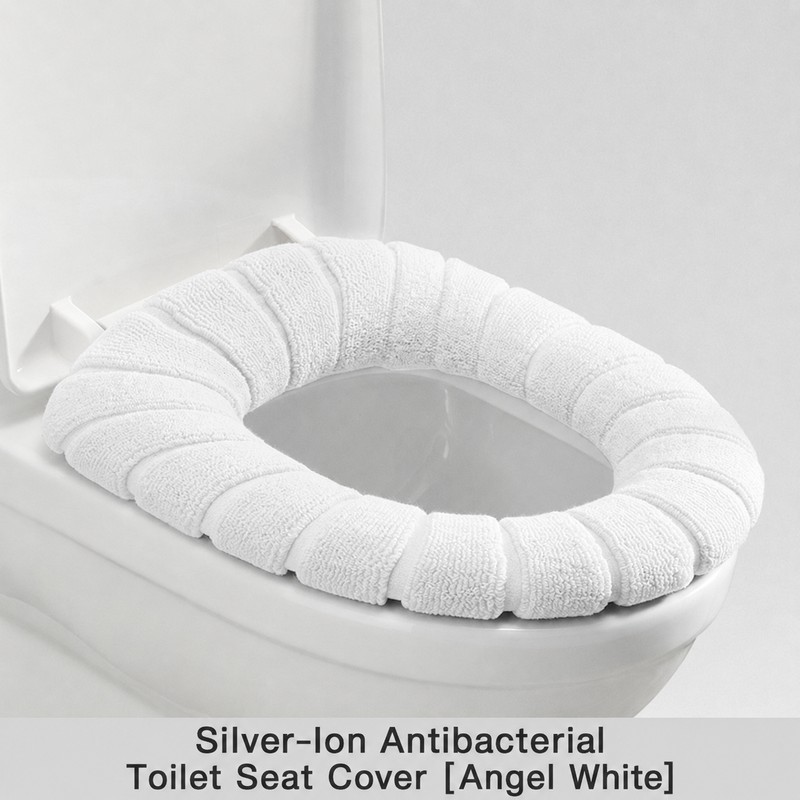 Ag+ Silver Ion Antibacterial Toilet Seat Cover, Universal Stretch-Fit Washable