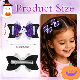 Halloween Pumpkin Hair Clips Ghost Hair Bows Sequin Hair Barrettes