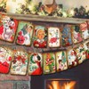 Christmas Decorations Vintage Style Christmas Banner,Traditional Vintage Victorian Style Christmas Bunting, Vintage Style Santa Christmas Decorations Indoor for Home Office Party Fireplace Mantle