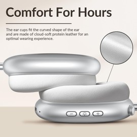 Wentronic Y02 Hybrid Active Noise Cancelling Headphones,60H Battery,5 EQ Music Modes,Hi-Res Audio,Deep Bass,Foldable Wireless Over Ear Bluetooth 5.4 Headset,Breathable Leather Earpads (Silver)