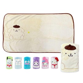 Sanrio TO-24223PN Compact Throw Pompompurin, 23.6 x 39.4 inches (60 x 100 cm), Lightweight, Fluffy Material, Blanket, Cold Protection, Car, Office