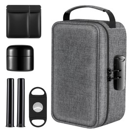 Enbagold Smell Proof Bag with Lock, Smell Proof Container Stash Box with Accessories, Activated Carbon Lining (Grey)