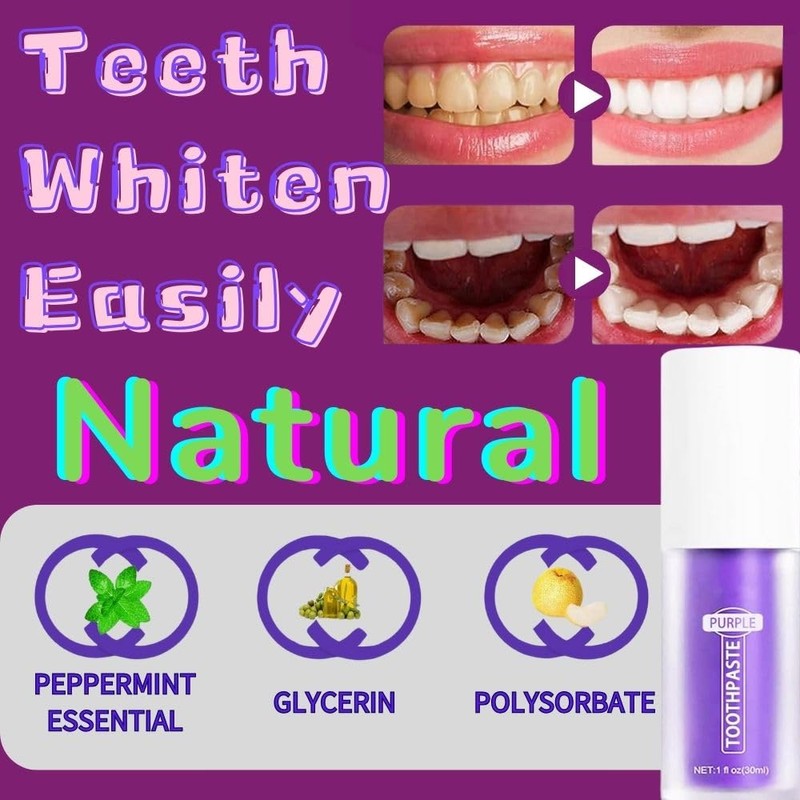 Purple Toothpaste, Purple Toothpaste, White Teeth, Purple Teeth Whitening Toothpaste,