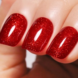 Ozzeal Christmas Red Glitter Gel Nail Polish, Sparkle Shimmer, 0.5 Fl Oz (Pack of 1), Long Lasting, Salon Quality, Non-Toxic