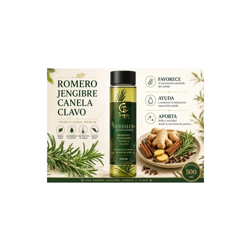 2 Shampoo Natural Romero Acelera Crecimiento Cabello Brillo