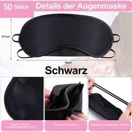 Jeffbaubl Pack of 50 Sleeping Masks, Black Eye Mask, Sleep Blindfold, Sleeping Masks with Nose Pads, Elastic Bands, Portable Blindfold Eye Cover for Travel, Women, Men, Sleep Game