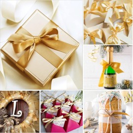 Gold Satin Ribbon 2 inch X 25 Yards, Gold Silk Ribbon for Gift Wrapping Very Suitable for Wedding Party, Invitation Decorations, Hair Bow, Ribbon Crafts, Flower Bouquet Accessories