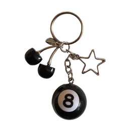A-yeite Cherry Keychain Magic 8 Ball Keychain with Star Cool Creative Cute Cherry Bag Charm for Handbag Purse Key - Black