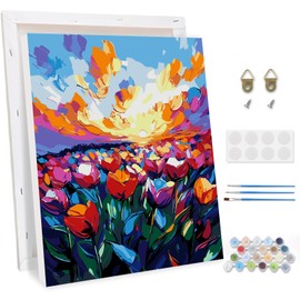 TOSTOG Paint by Numbers Adults with Frame, Flowers Acrylic Painting Set, DIY Hand-Painted Oil Painting Kit, Paint by Numbers, Adult Beginner, Flowers, Home Decoration, 30 x 40 cm