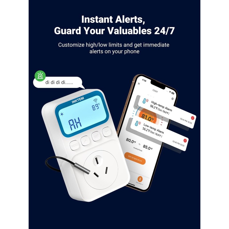 WiFi Temperature Controlled Outlet with APP for Heater, Freezer 16A