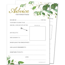 20 x Baby Advice Cards for Parenthood - Baby Shower Game - Botanicals Design - Includes Winner's Certificate