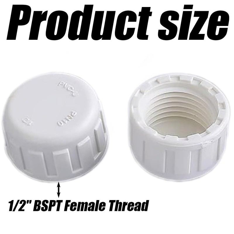 12Pcs 1/2 Inch PVC Cap, White PVC Pipe Fittings End