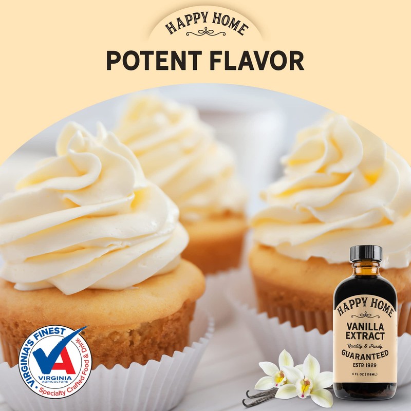 Happy Home Pure Vanilla Extract- Certified Kosher, 4 oz.