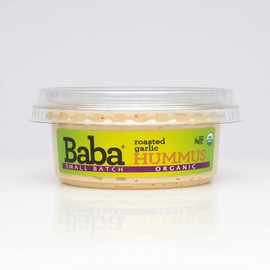 Baba Small Batch Organic Hummus (8 oz) - USDA Organic, Gluten Free, Vegan, Non-GMO, Cholesterol Free, Zero Preservatives (Roasted Garlic Hummus)