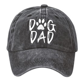 MINYJHZ Men's Dog Dad Washed Adjustable Baseball Cap Dog Lover Hat Black
