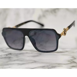 Sunglasses Mens Square Black Lens Outdoor Trendy Style Elegant UV400 Protection