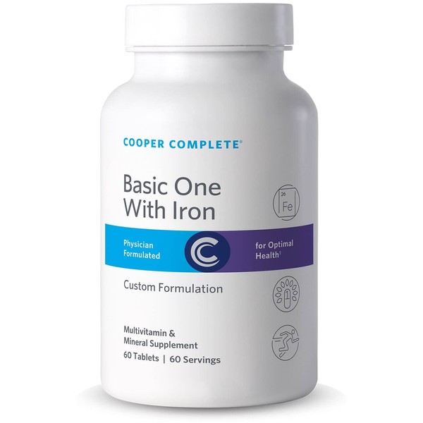 Cooper Complete - Basic One Multivitamin with Iron - Daily Multivitamin and Mineral Supplement with Iron - 60 Day Supply. Pack of 1