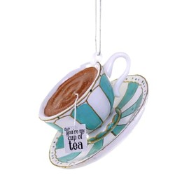 The Bridge Collection Cup of Tea Christmas Ornament - Realistic Tea Cup and Saucer Hanging Decoration