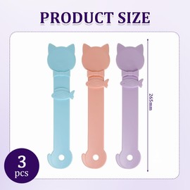 4 PCS Cat Treat Feeder Spoon, Cat Squeeze Treat Spoon, Easy to Clean, Suitable for Cat Liquid Treats and Wet Food (Dark Blue, Purple, Pink)