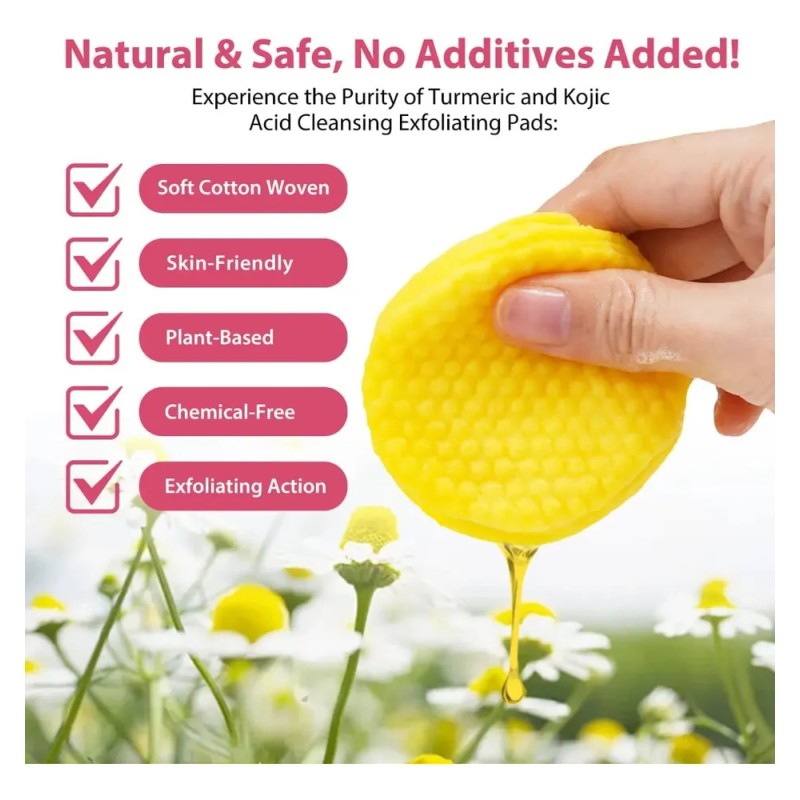 60 Pads Faciales Desmaquillantes Cúrcuma Manzanilla Natural