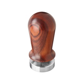 Scarlet Espresso Perfetto Tamper for Barista; Caliberated at 35 lbs Contact Pressure; with Aluminium or Precious Wood Handle and Precision Stainless Steel Base (Sandalwood - Dark Brown, 41 mm)