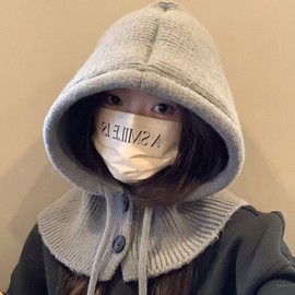 Women's Balaclava Hooded Scarf & Hat (Winter Muffler LF3490) Free Size / Gray [Premium Quality] 4ea