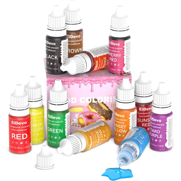 Food Coloring, Food Coloring Liquid Set 12 Colors, Food Dye Food Grade Vibrant Red Set, Very Suitable for Baking, Decorating, Sliming, Fondant, Icing, Cooking, DIY Crafts, Home and Bakery Baking