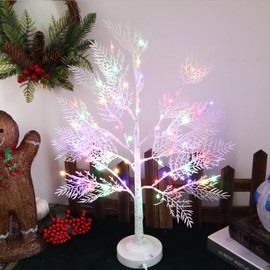 kalynmart 60 LED Birch Tree Lamp Decor 22 Inches Fairy Light Tree with White Birch Trunk 8 Lighting Modes 6 Hours Timer Battery/USB Powered for Home Decor Party Wedding（Multicolored）