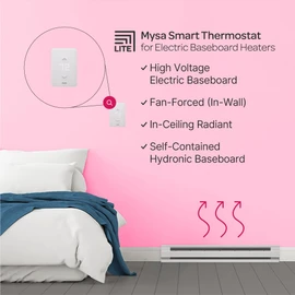 Mysa Mysa Smart Thermostat LITE for Electric Baseboard Heaters 240V | Remote Control with 100% Free APP | No Subscription | Easy Install | HomeKit, Alexa, Google Home | Wi-Fi Programmable