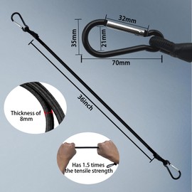 RUOZTEOO 36 Inch 4 Pack Black Bungee Cords with Hook,Superior Rubber Heavy Duty Straps Strong Elastic Rope for Outdoor Tent, Bike, Rack, Camping, Tarps, Cargo, RV, etc