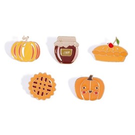 5-12pcs Happy Thanksgiving Turkey Brooch Pins Cute Gnome Squirrel Hedgehog Brooches Set Fall Theme Turkey Brooch Holiday Enamel Lapel Pins (5pcs C)