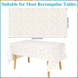 Oudain 3 Pieces Confetti Sprinkle Tablecloth Disposable Plastic Rectangle Sweet Table Cover 108 x 54 Inches Sprinkle Party Decorations for Birthday Wedding Baby Shower Party Supplies Favors (White)