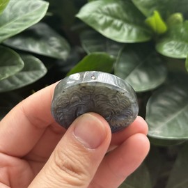 Bacatgem Natural Boutique Labradorite Seiko Relief Mighty Lion Crystals and Healing Stones,Haped DIY Pendant